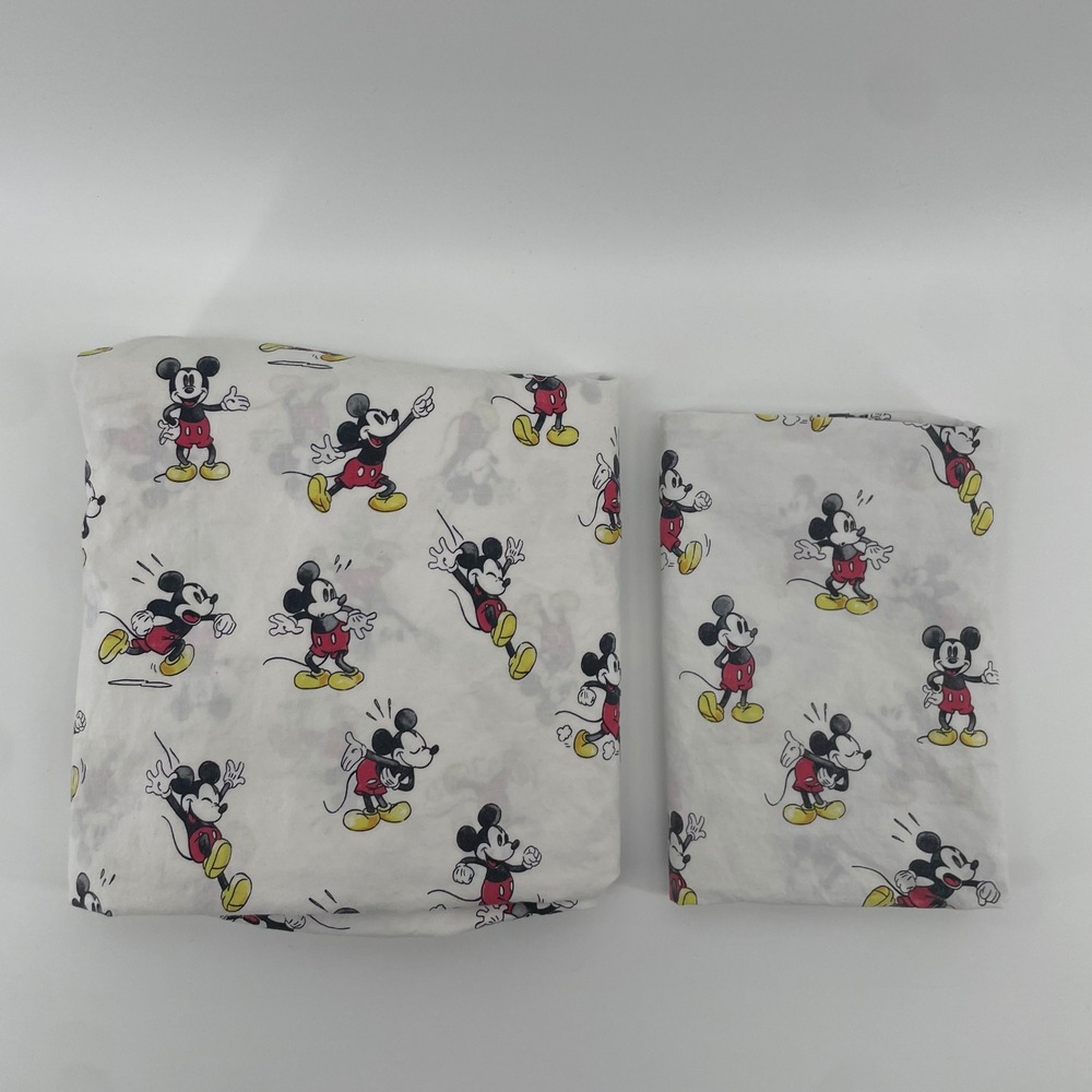 Pottery Barn Kids Mickey Mouse Twin Flat & Standard Pillow Case Organic Cotton